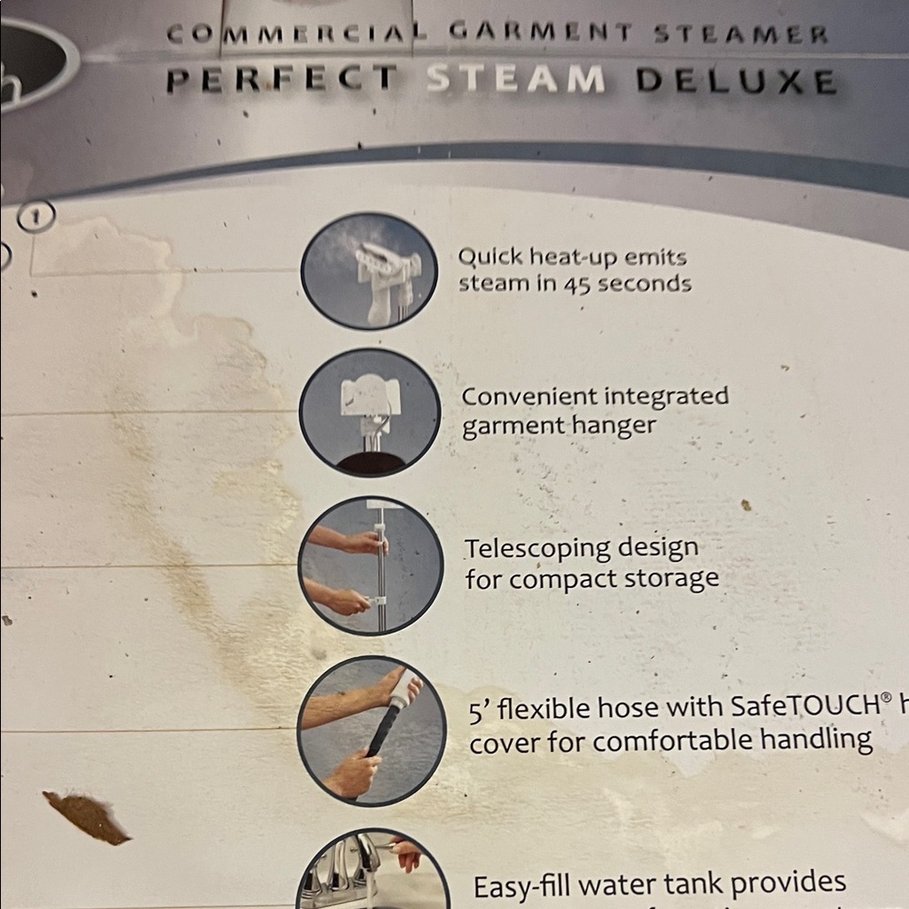 White Garment Steamer - Perfect Steam Deluxe - Picture 4 of 9